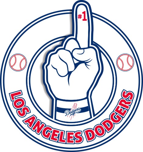 Number One Hand Los Angeles Dodgers logo iron on paper